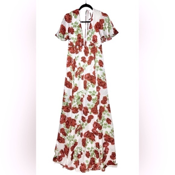 NEW Show Me Your Mumu Faye Flutter Maxi Dress, V-Neck, & Open Back with Tie, S - Picture 8 of 13